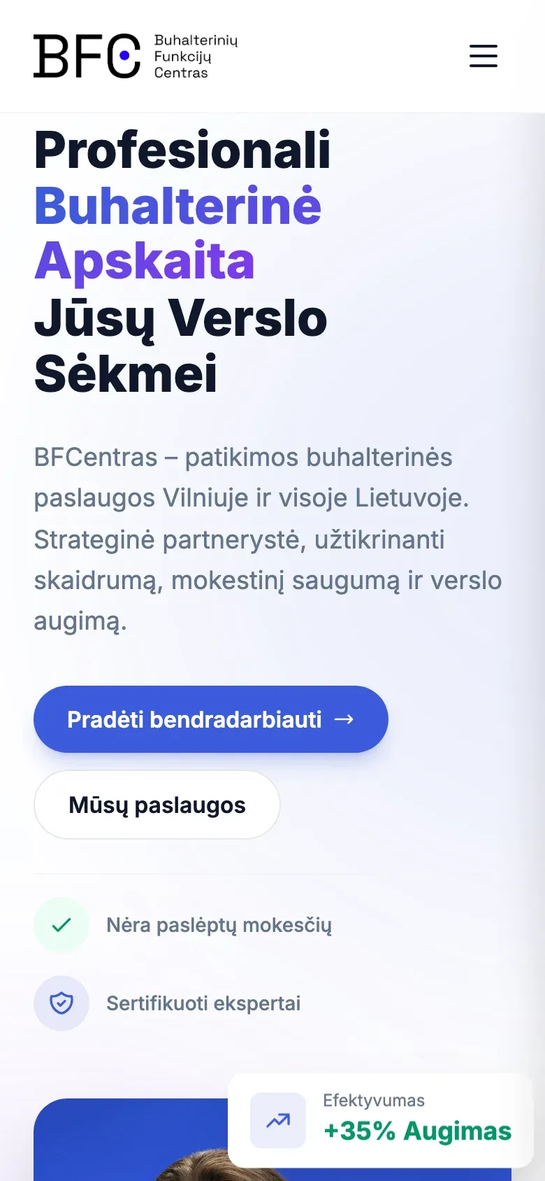 Buhalterinių funkcijų centras – svetainė telefone