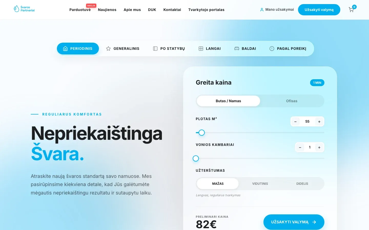 Švaros partneriai – svetainė kompiuteryje